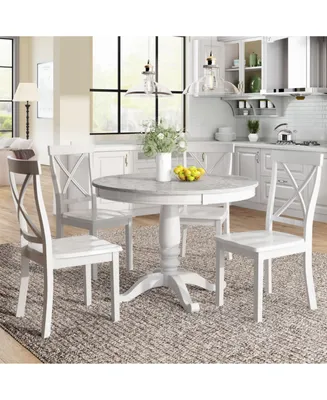 5 Pieces Dining Table And Chairs Set For 4 Persons, Kitchen Room Solid Wood Table With 4 Chair
