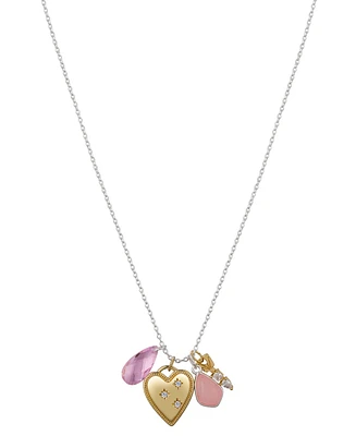 Unwritten Multi Stone Heart and Key Necklace