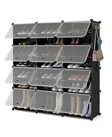 Portable Shoe Rack Organizer 12-Cube 48 Pair Shelf Storage Cabinet w/Hook