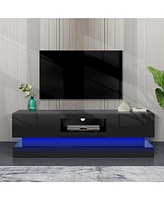 51.1" Modern Tv Stand With Led Lights, High Glossy Front Tv Cabinet