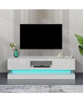 63 Inch Modern Tv Stand With Led Lights, High Glossy Front Tv Cabinet