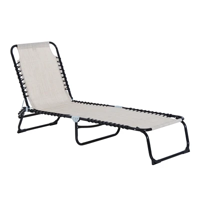 Outsunny Outdoor Folding Chaise Lounge Chair Portable Lightweight Reclining Garden Sun Lounger with 4-Position Adjustable Backrest for Patio, Deck