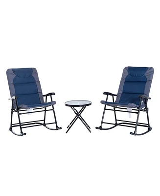 Outsunny 3PC Folding Outdoor Furniture Set, Rocking Chairs, Table