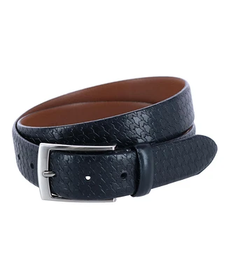 Trafalgar Men's Watson Houndstooth Embossed 35mm Leather Belt