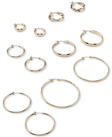Anne Klein Silver-Tone Small Pinched Hoop Earrings, 0.6"