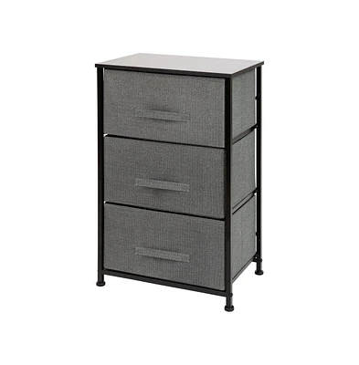3 Drawer Vertical Storage Dresser With Wood Top & Fabric Pull Drawers