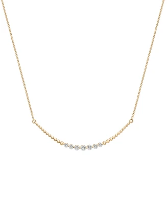 Wrapped Diamond Curved Bar Statement Necklace (1/4 ct. t.w.) in 14k Gold, 15" + 2" extender, Created for Macy's