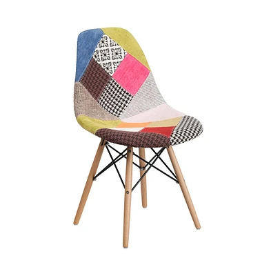 Fabric Accent Dining Chair With Wooden Legs