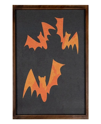 15.75" Framed Halloween Wall Decor with Bat Silhouettes