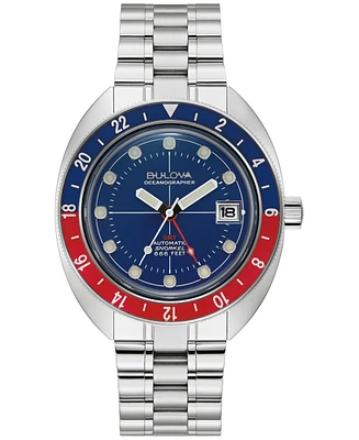 Bulova Men's Automatic Oceanographer Gmt Stainless Steel Bracelet Watch 41mm