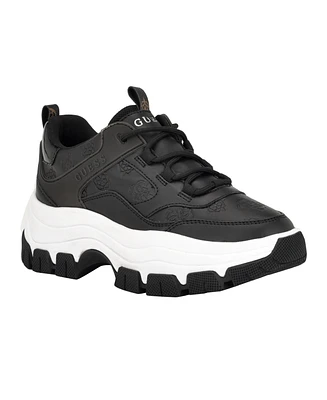 Guess Women's Bisun Lugged Rubber Sole Lace Up Platform Sneakers