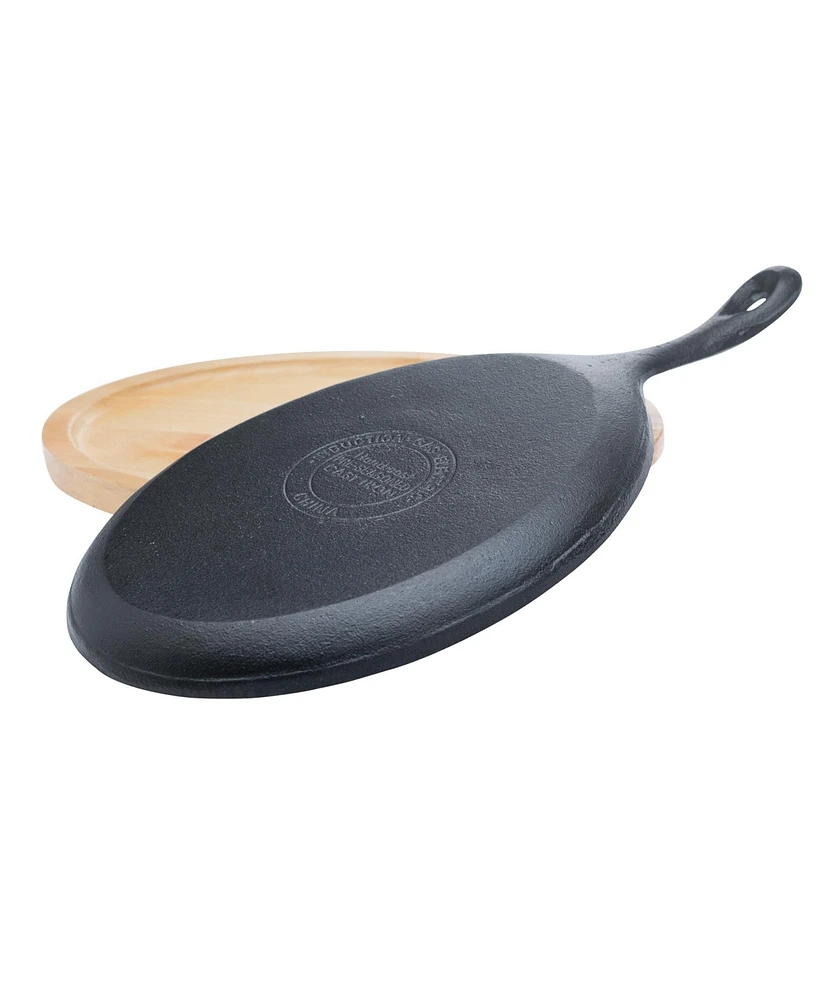 Basic Essentials 2 Piece Cast Iron Oval Fajita Plate