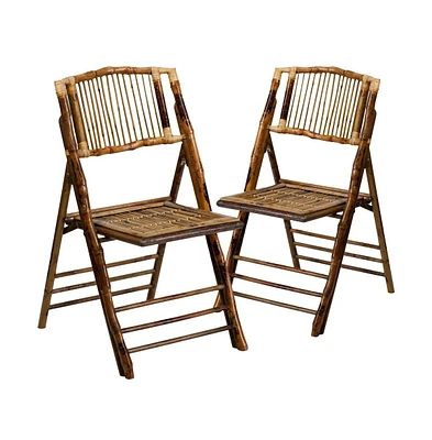 Bamboo Folding Chairs | Set Of 2 Bamboo Wood Folding Chairs