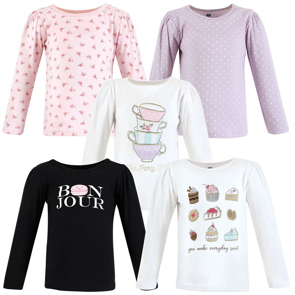 Hudson Baby Toddler Girls Long Sleeve T-Shirts, Fall Pumpkin Spice