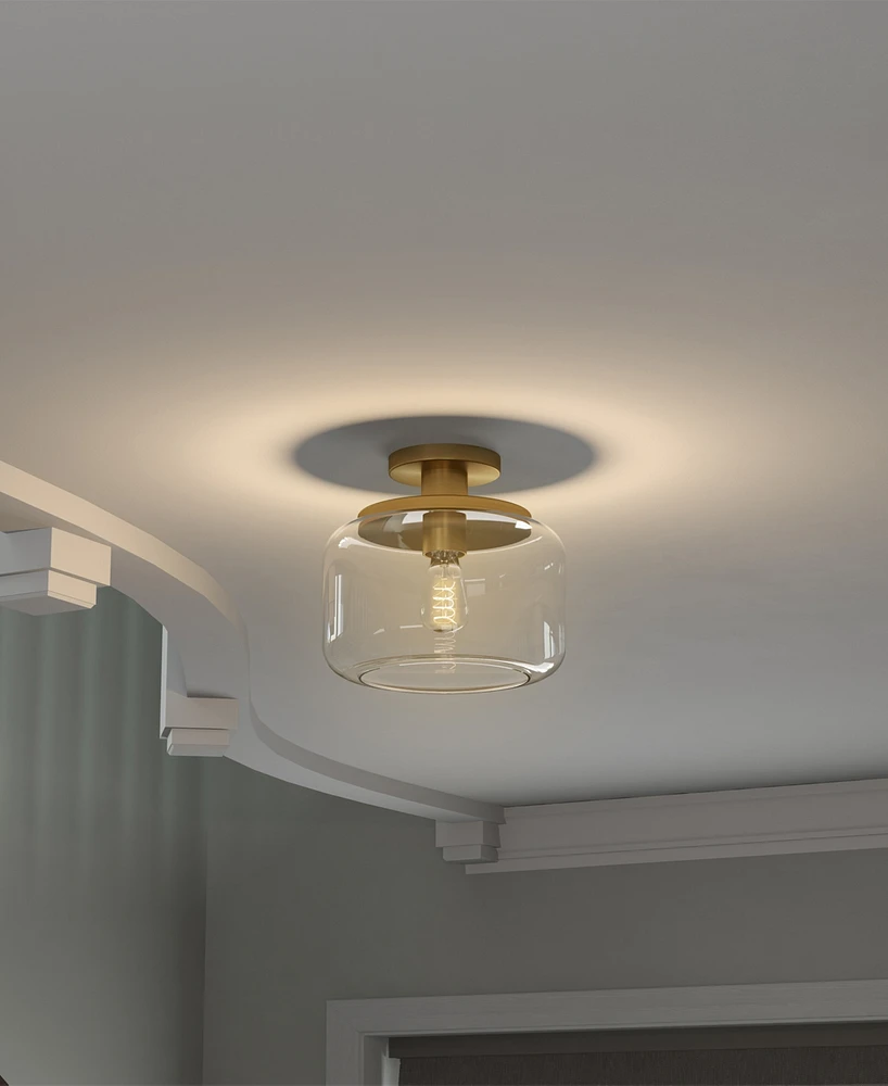Hudson & Canal Tatum 11" Wide Semi Flush Mount with Glass Shade