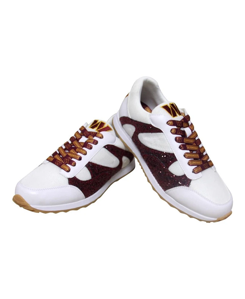 Women's Cuce White Washington Commanders Glitter Sneakers
