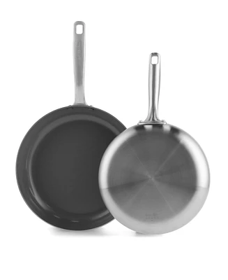 GreenPan Chatham Tri-Ply Stainless Steel Ceramic Nonstick 2 Piece Frying Pan Set