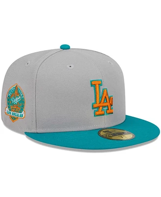 Men's New Era Gray, Teal Los Angeles Dodgers 59FIFTY Fitted Hat