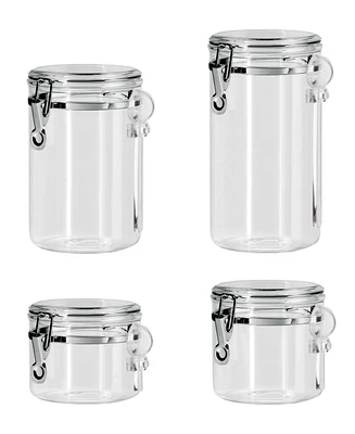 Oggi Clear Clamp 4 Piece Canisters with Scoops Set