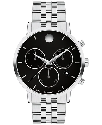 Movado Men's Museum Classic Swiss Quartz Chrono Silver Tone Stainless Steel Watch 42mm