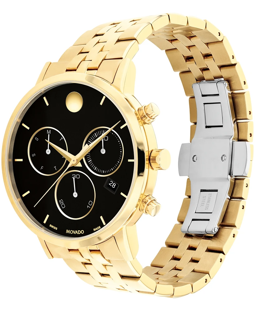 Movado Men's Museum Classic Swiss Quartz Chrono Light Yellow Pvd Watch 42mm