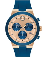 Movado Men's Bold Fusion Swiss Quartz Chrono Blue Silicone Watch 44mm
