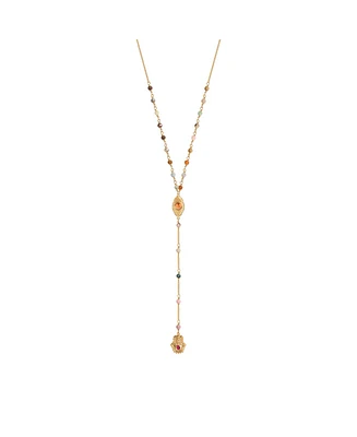 Benevolent Spirit - Tourmaline Evil Eye Hamsa Lariat Necklace