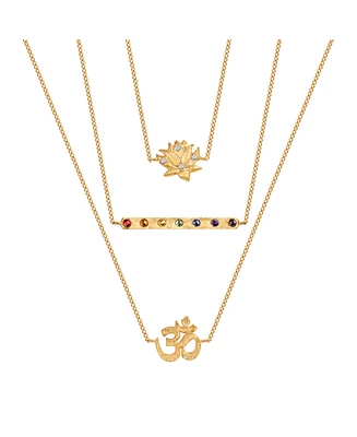 Aligned in Serenity - Lotus Om Chakra Bar Triple Layer Necklace