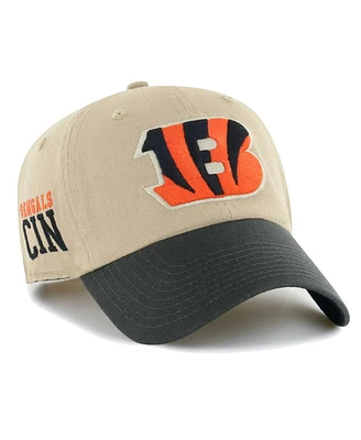 Men's '47 Brand Khaki, Charcoal Cincinnati Bengals Ashford Clean Up Adjustable Hat