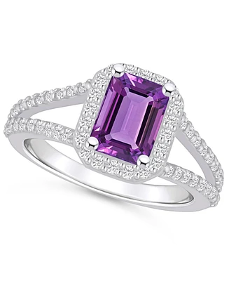 Macy's Amethyst (1-5/8 ct. t.w.) and Diamond (1/2 Halo Ring 14K Gold