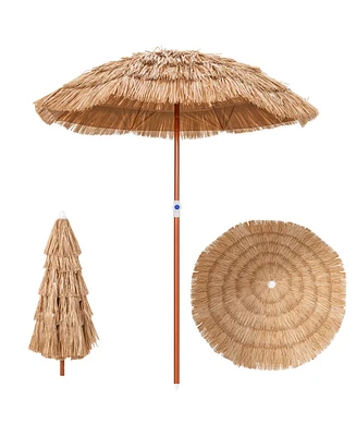 Patio 6FT Tropical Thatched Tiki Beach Umbrella Portable Outdoor Market Tilt