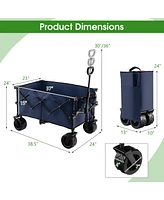 Folding Collapsible Wagon Utility Garden Cart w/ Wide Wheels Adjustable Handle