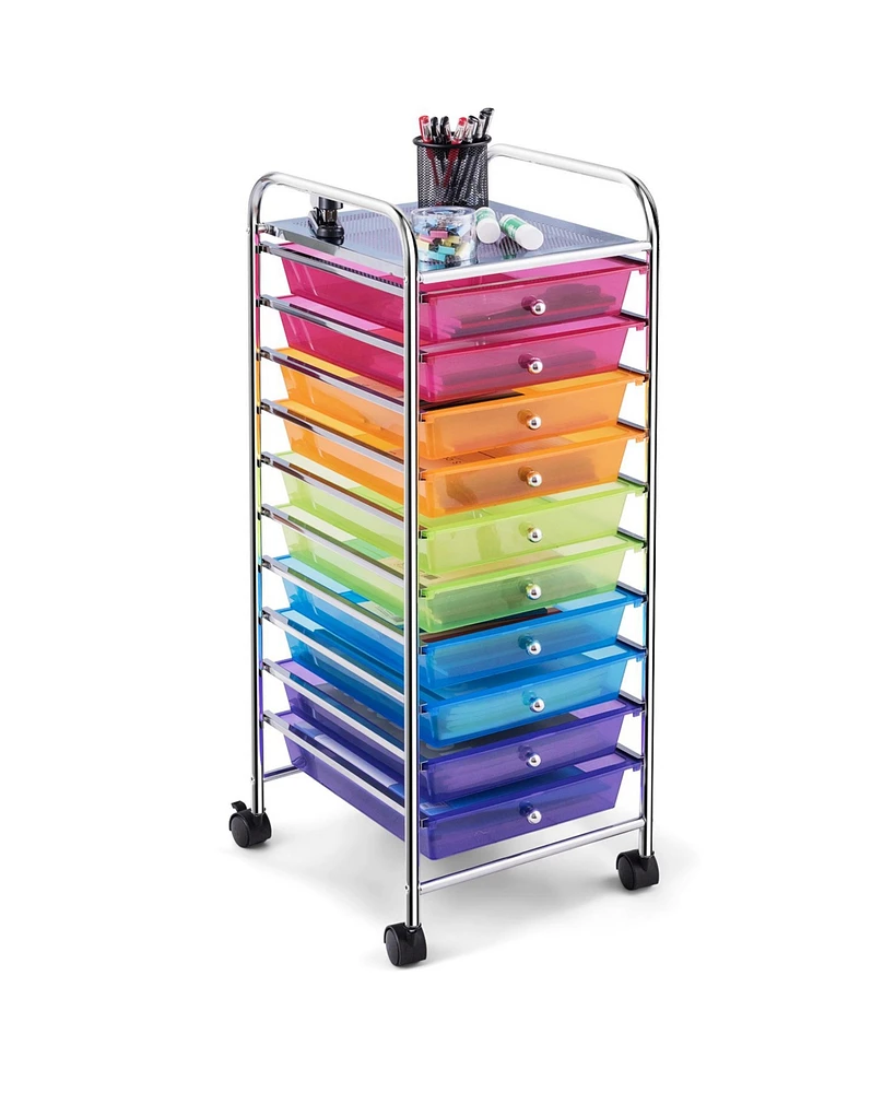 10 Drawer Rolling Storage Cart Scrapbook Paper Office School Organizer