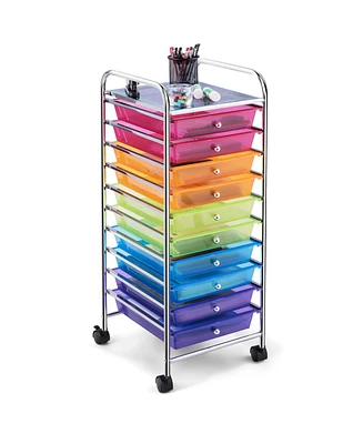 10 Drawer Rolling Storage Cart Scrapbook Paper Office School Organizer