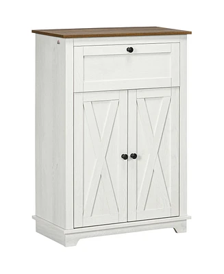 Homcom Farmhouse Storage Cabinet with Drawer and Doors,