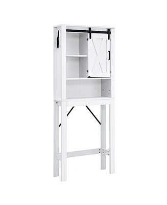 Costway Over the Toilet Bathroom Storage Cabinet with Sliding Barn Door & Adjustable Shelf