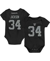 Newborn and Infant Boys and Girls Mitchell & Ness Bo Jackson Black Las Vegas Raiders Retro Name and Number Bodysuit