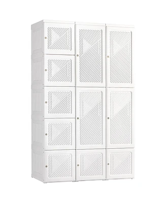 Homcom Portable Wardrobe Folding Closet with Cube Storage,