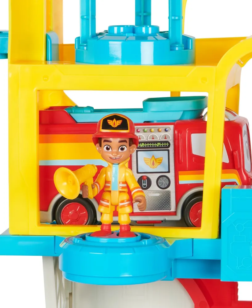 Firebuds Hq Playset with Lights, Sounds, Fire Truck Toy, Action Figure and Vehicle Launcher