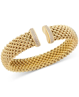 Diamond End Mesh Cuff Bracelet (1/2 ct. t.w.) in 14k Gold-Plated Sterling Silver