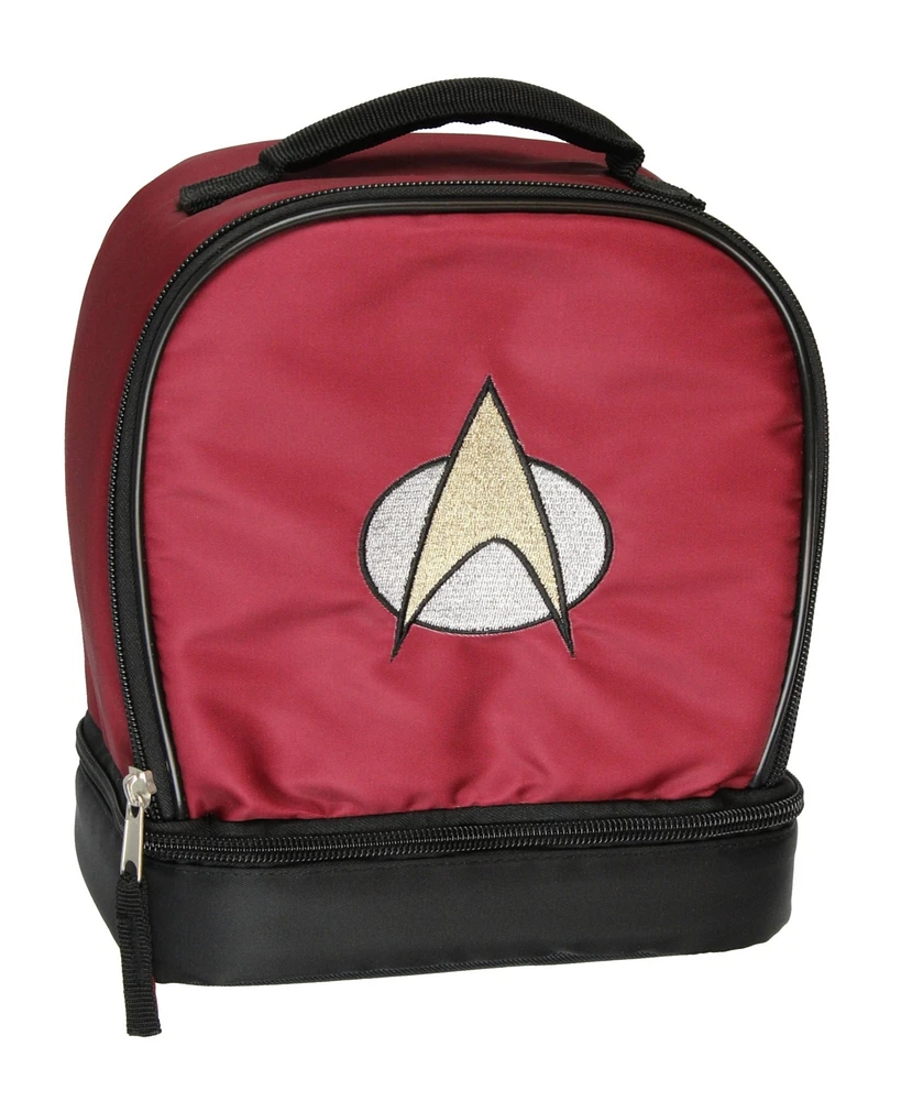Star Trek The Next Generation Picard Embroidered Starfleet Logo Dual Compartment Insulated Lunch Box Bag Tote