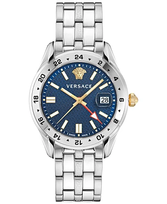 Versace Men's Swiss Greca Time Gmt Stainless Steel Bracelet Watch 41mm