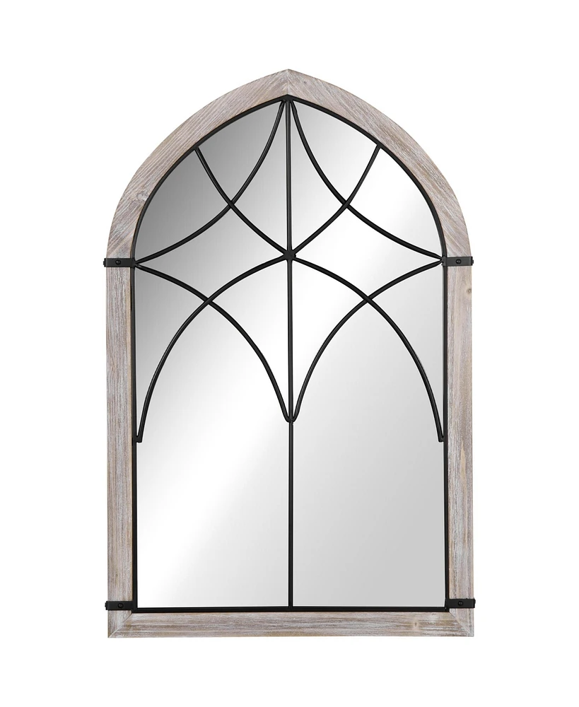 Homcom 36.5" x 23.5" Farmhouse Wall Mirror, Arch Window Mirror for Wall