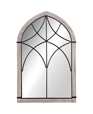 Homcom 36.5" x 23.5" Farmhouse Wall Mirror, Arch Window Mirror for Wall