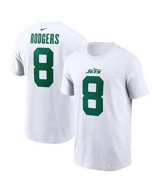 Big Boys Nike Aaron Rodgers White New York Jets Legacy Player Name and Number T-shirt