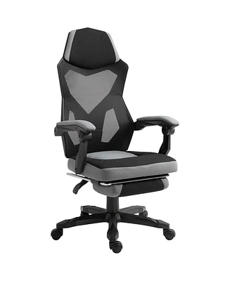 Vinsetto Office Chair Adjust Height Recliner with Footrest, Wheel, Mesh Back
