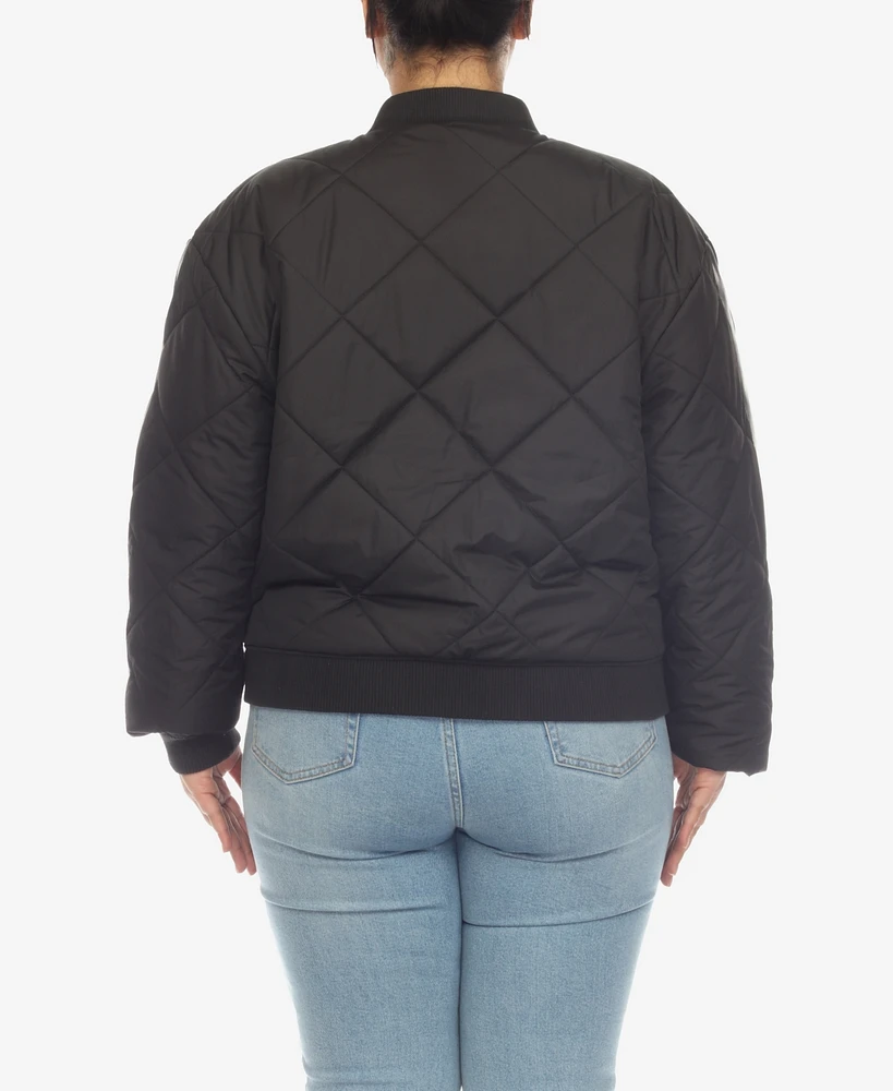 White Mark Plus Diamond Quilted Puffer Bomber Jacket