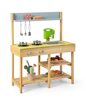 Outdoor Mud Kitchen Set, Outdoor Play Kitchen Set with Removable Water Box