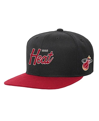 Big Boys and Girls Mitchell & Ness Black Miami Heat Team Script Snapback Hat