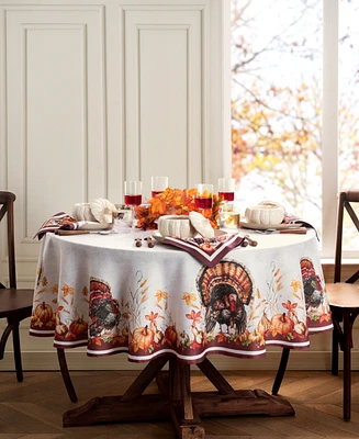 Elrene Autumn Heritage Turkey Engineered Tablecloth, 60" x 84" Oval